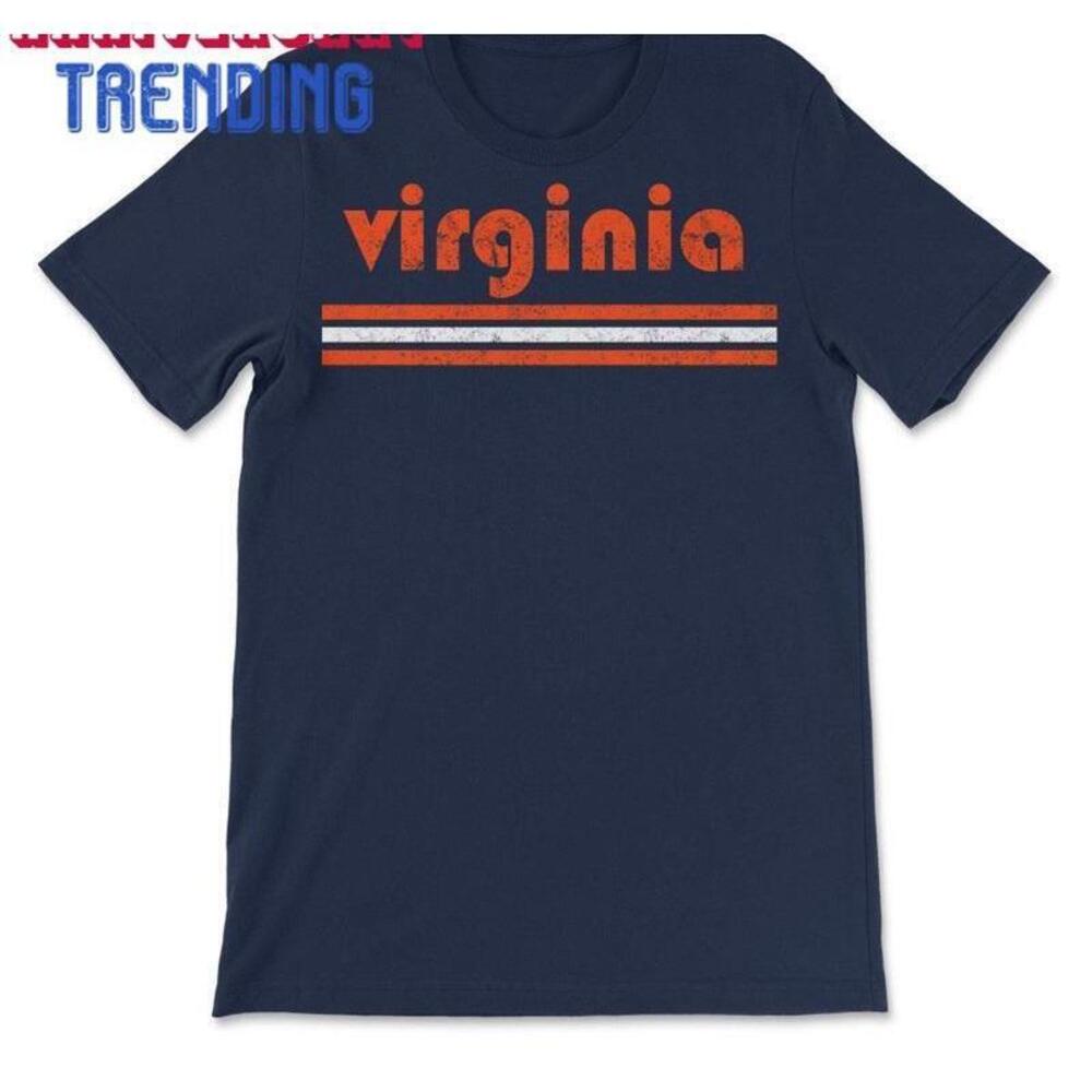 Virginia Retro Three Stripe Weathered Unisex Tshirt Classic